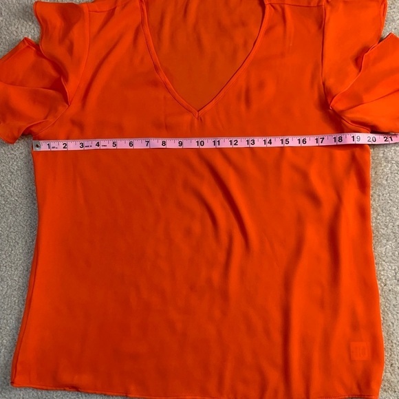 NWT Three Eighty Two Zaria Flutter Short Sleeve Top Women Size Medium Orange - Picture 3 of 6